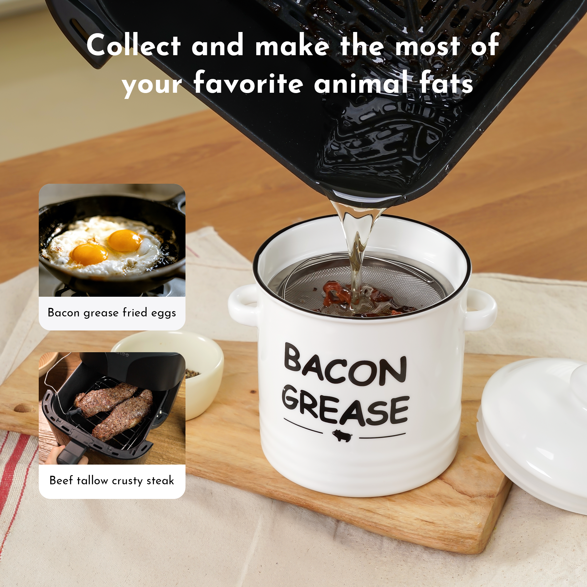 Tastee Ceramic Bacon Grease Container