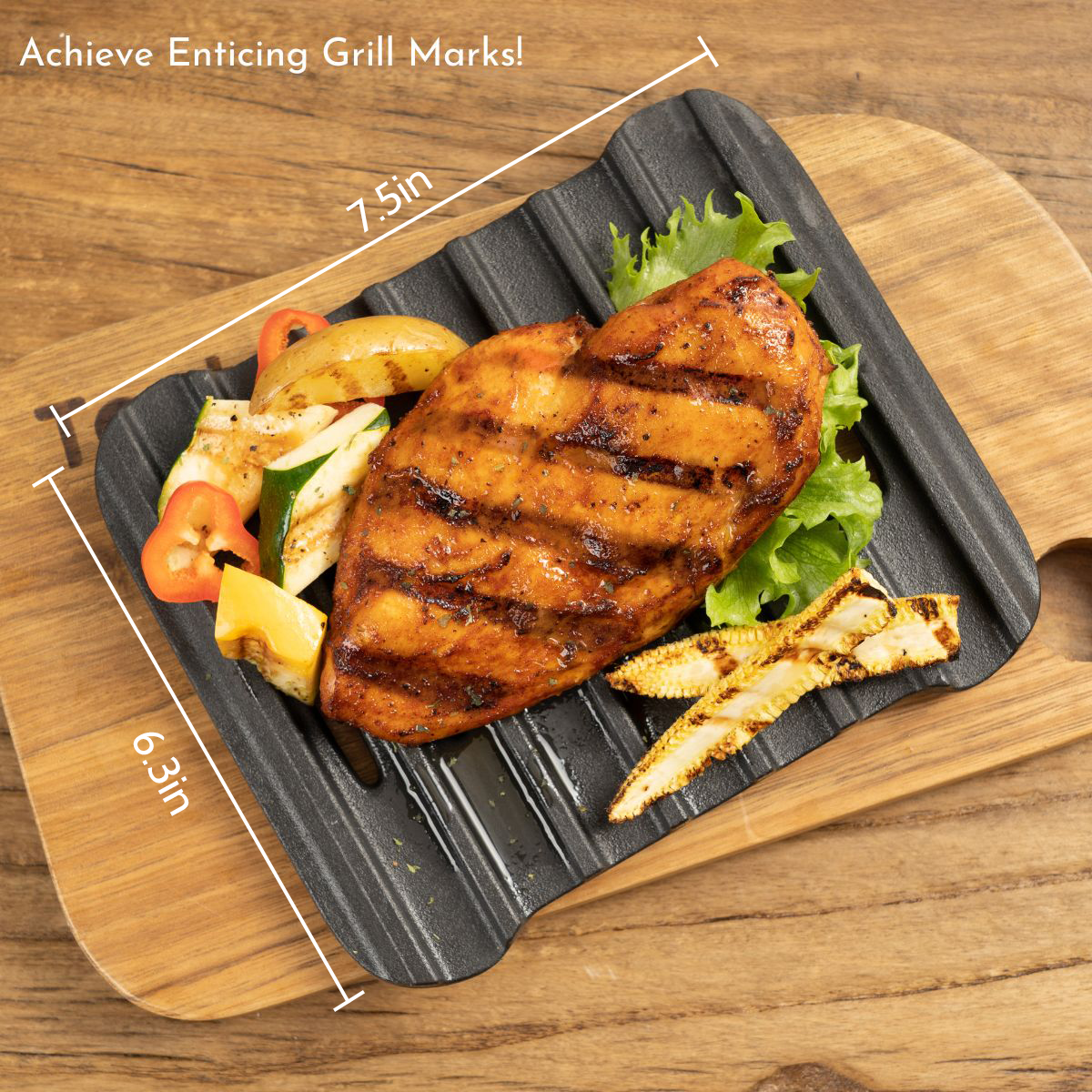 Tastee Cast Iron Grill Pan - for 4QT+ Square Air Fryers