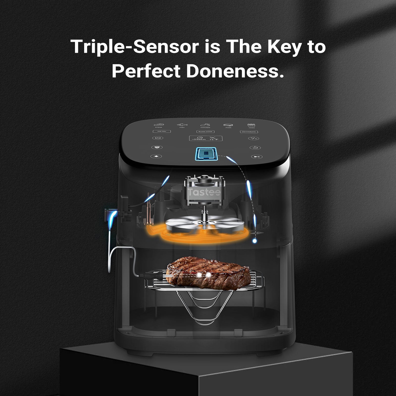 Tastee Sensor Magic Smart Air Fryer (Ceramic Coated)+Cast Iron Grill Pan