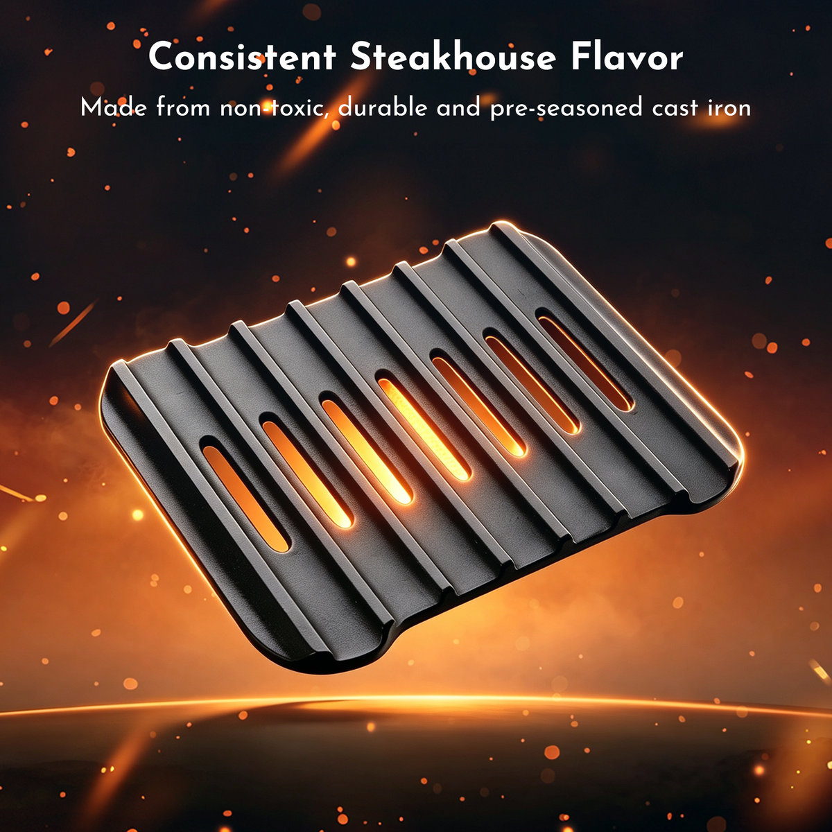 Tastee Cast Iron Grill Pan - for 4QT+ Square Air Fryers