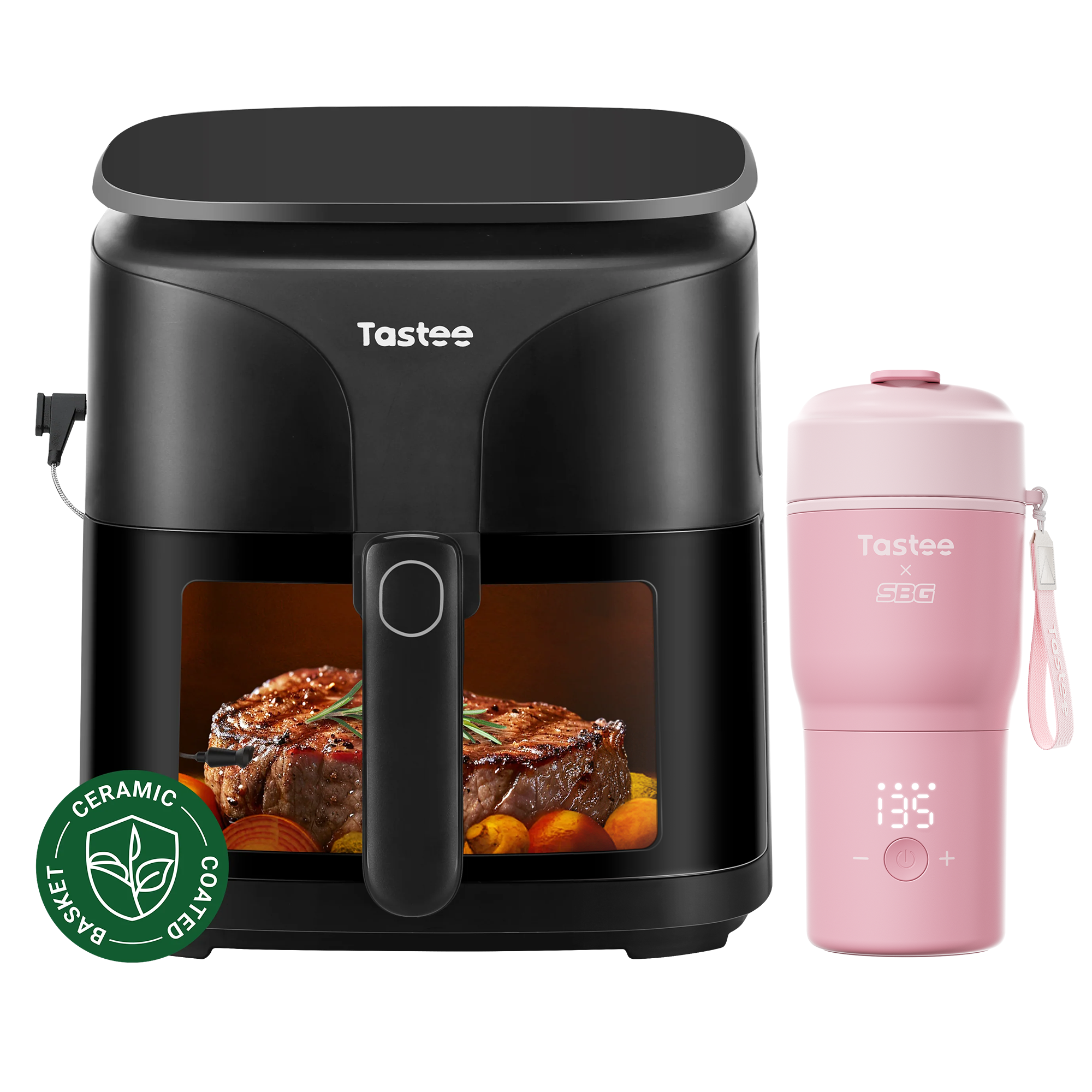 Tastee Sensor Magic Smart Air Fryer (Ceramic Coated) + Travel Coffee Mug (SBG Edition)