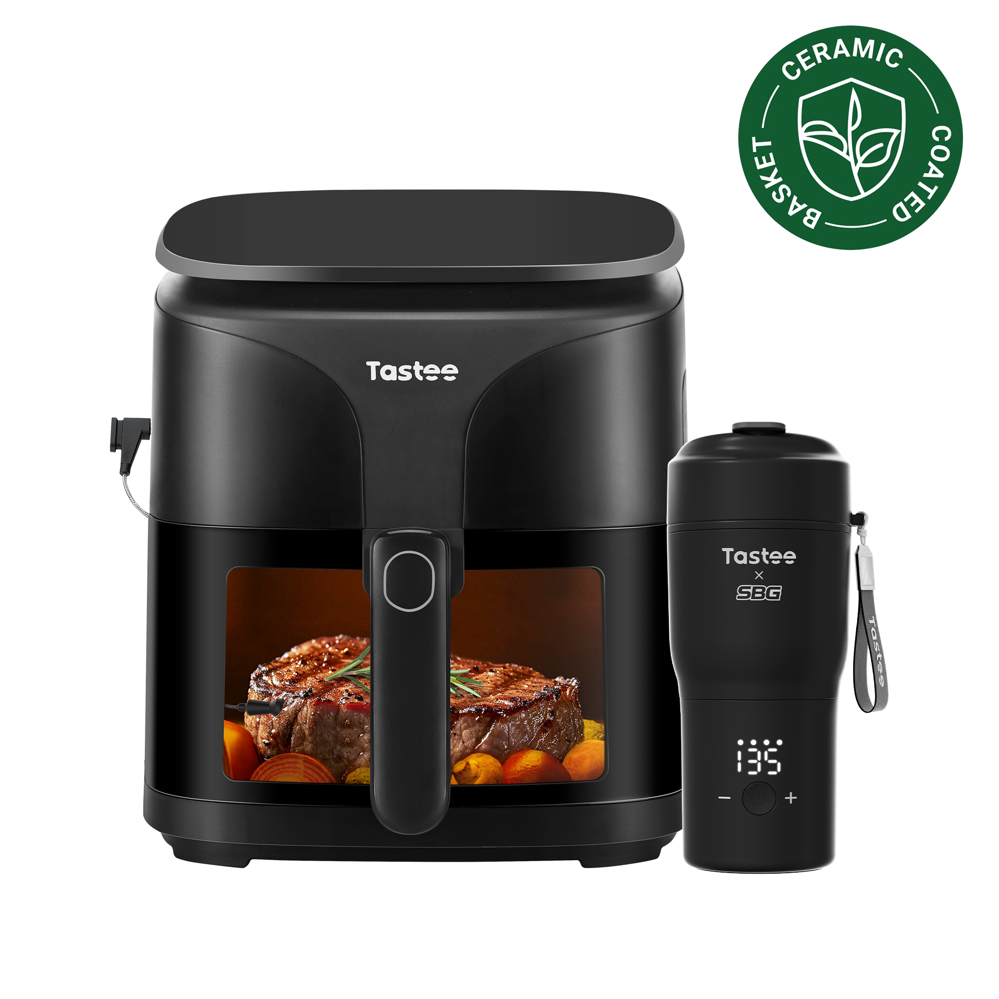 Tastee Sensor Magic Smart Air Fryer (Ceramic Coated) + Travel Coffee Mug (SBG Edition)