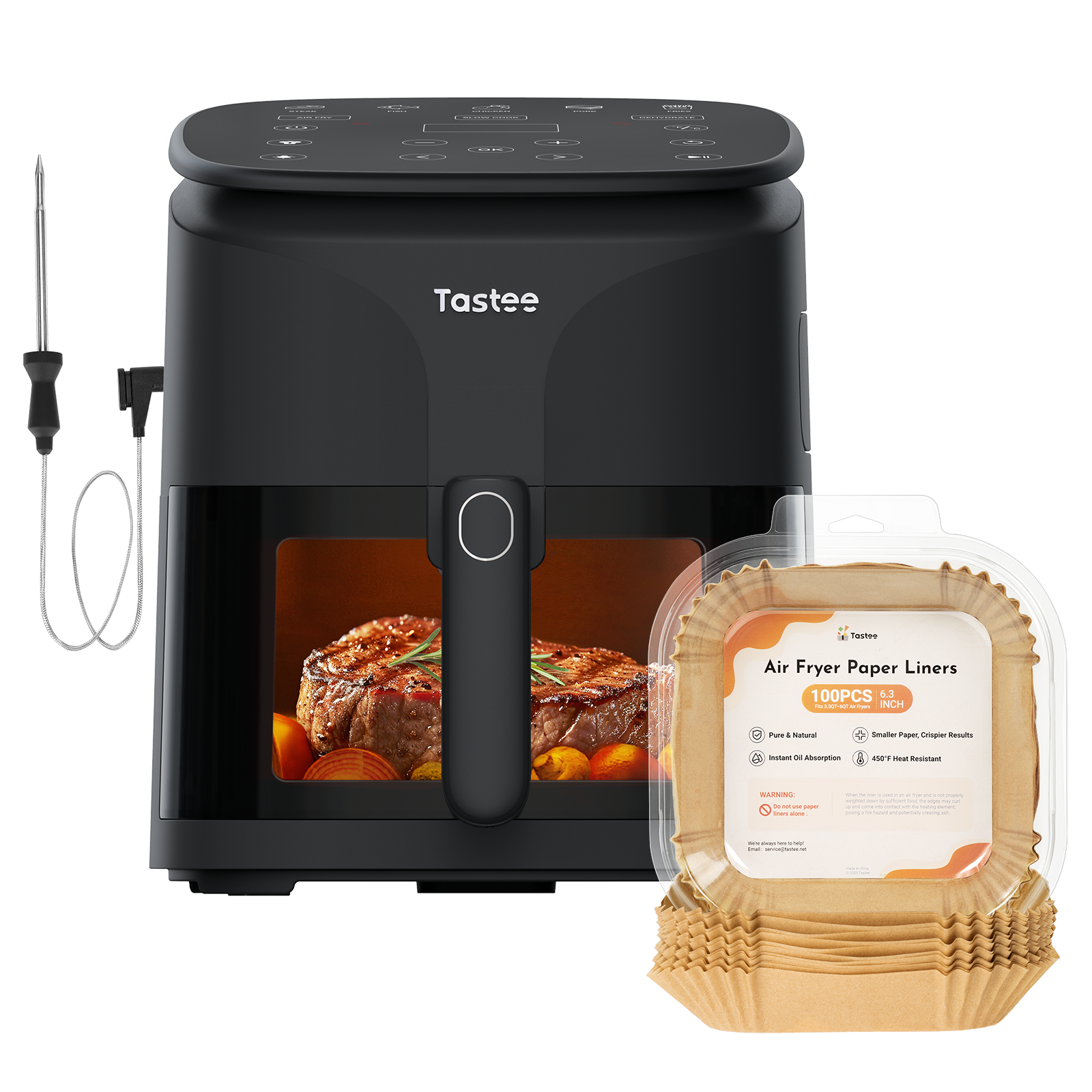 Tastee Sensor Magic Smart Air Fryer (Ceramic Coated)+Paper Liners