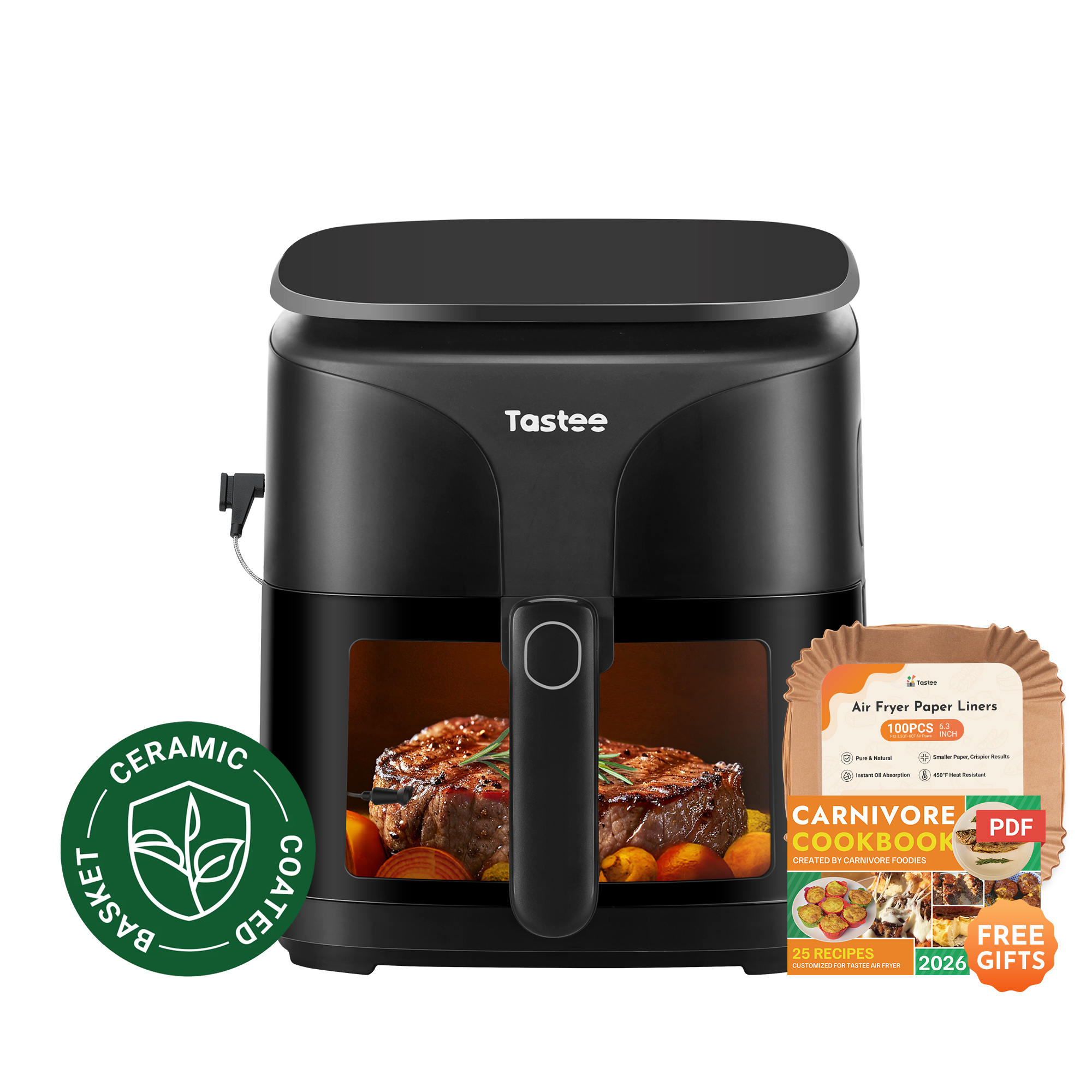Tastee Sensor Magic Smart Air Fryer (Ceramic Coated)+Paper Liners