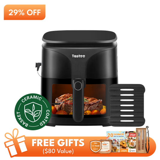 Tastee Sensor Magic Smart Air Fryer (Ceramic Coated Basket)+Cast Iron Grill Pan