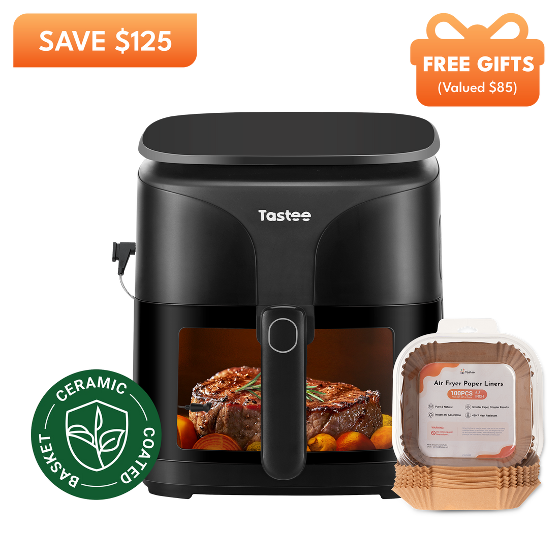 Tastee Sensor Magic Smart Air Fryer (Ceramic Coated Basket)+Paper Liners