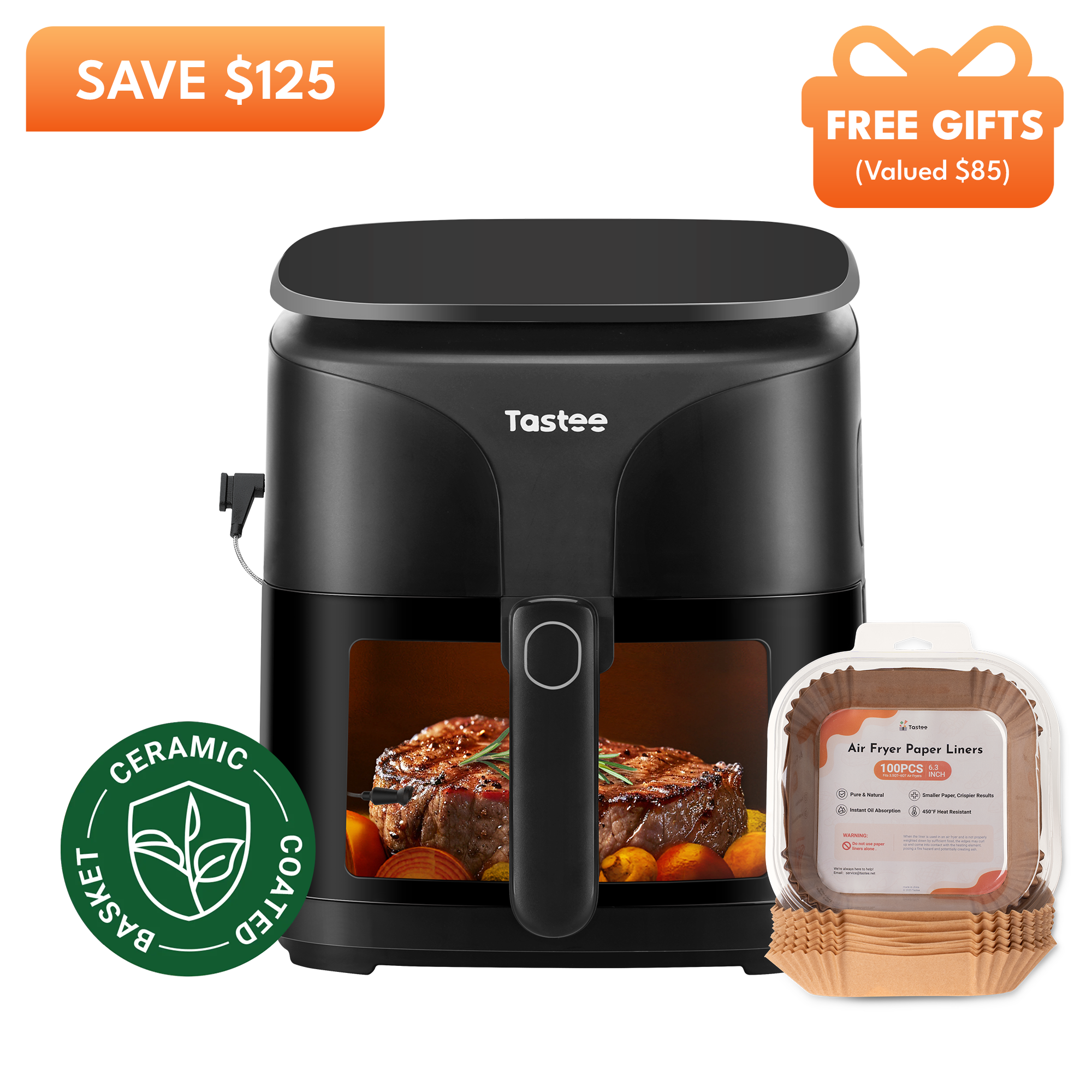 Tastee Sensor Magic Smart Air Fryer (Ceramic Coated Basket)+Paper Liners