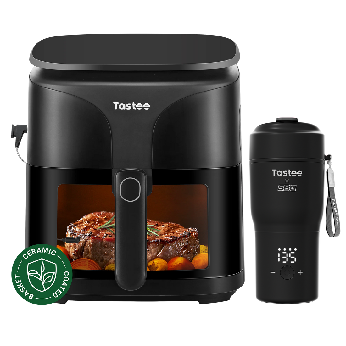 Tastee Sensor Magic Smart Air Fryer (Ceramic Coated) + Travel Coffee Mug (SBG Edition)