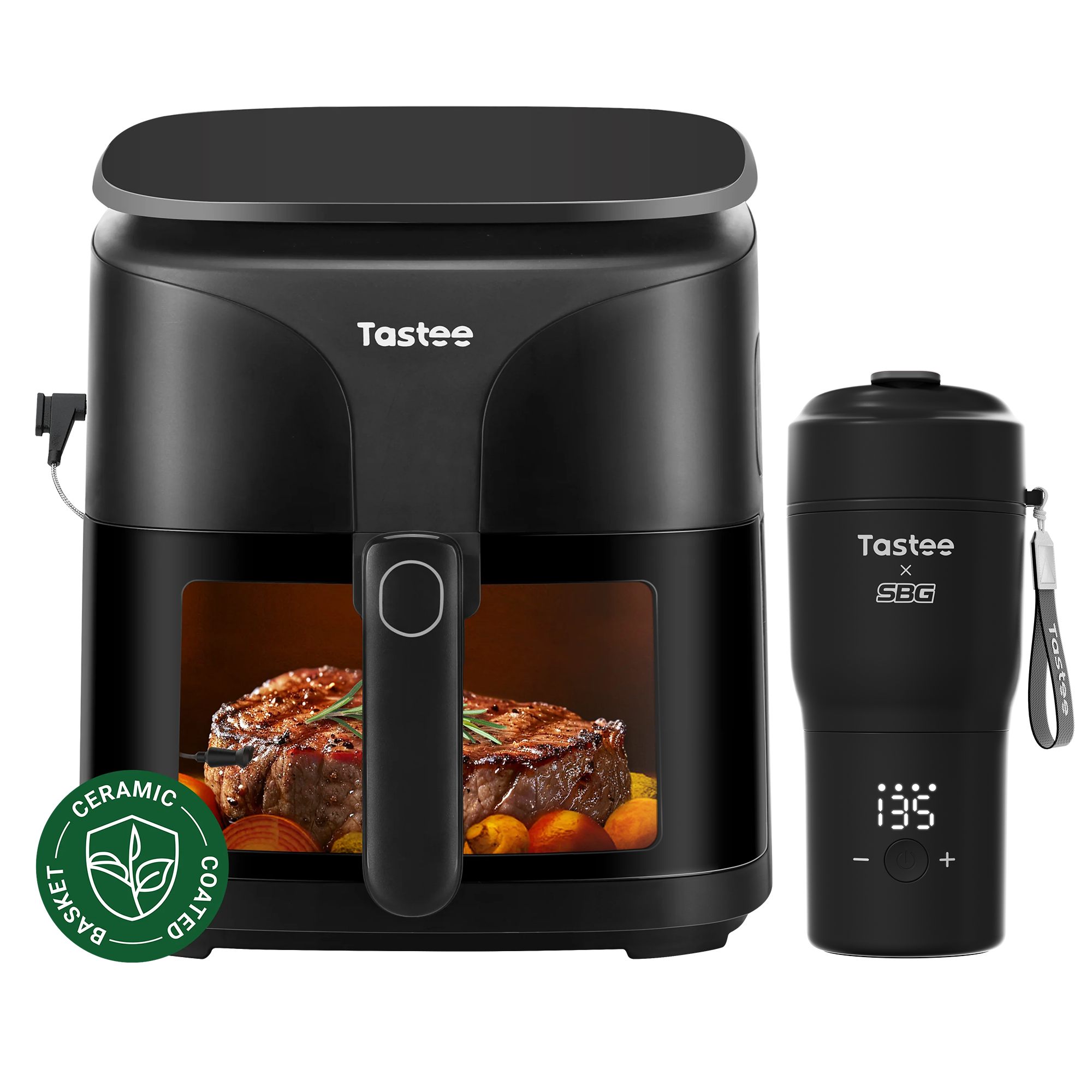 Tastee Sensor Magic Smart Air Fryer (Ceramic Coated Basket) + Travel Coffee Mug (Tastee x SBG)