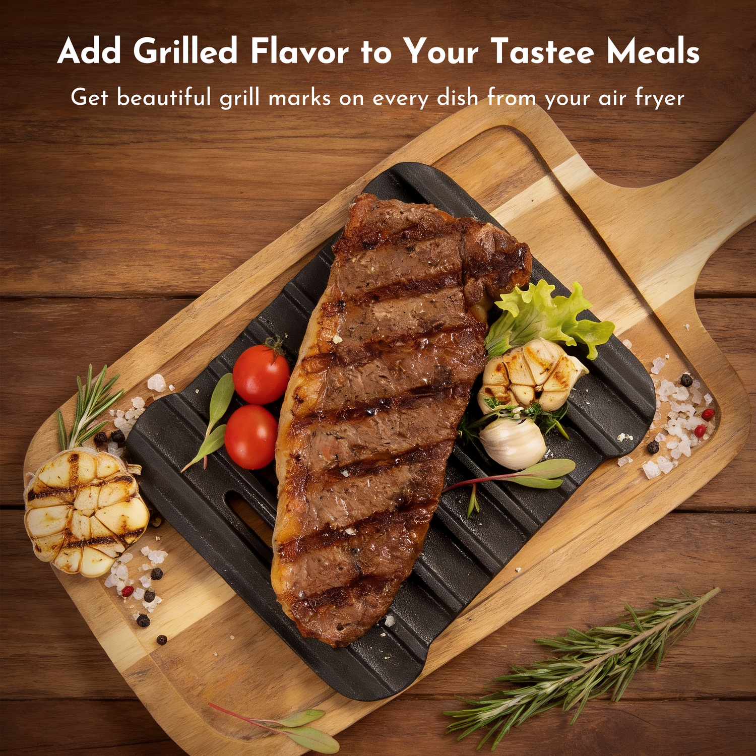 Tastee Cast Iron Grill Pan - for 4QT+ Square Air Fryers