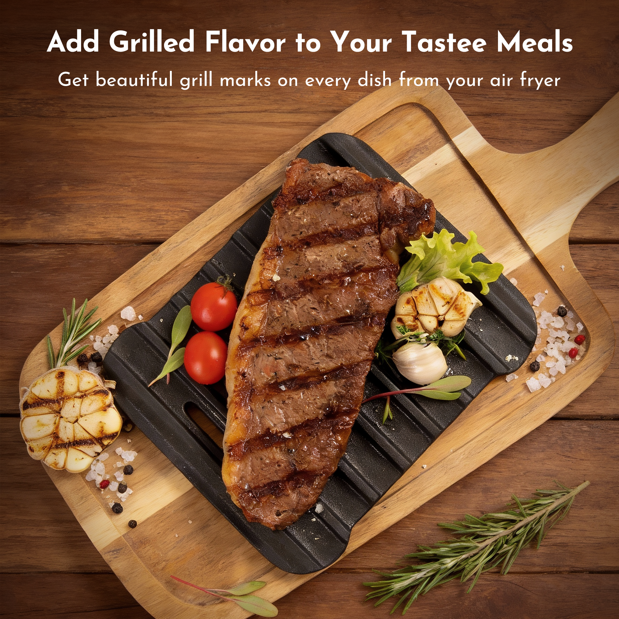 Tastee Cast Iron Grill Pan - for 4QT+ Square Air Fryers
