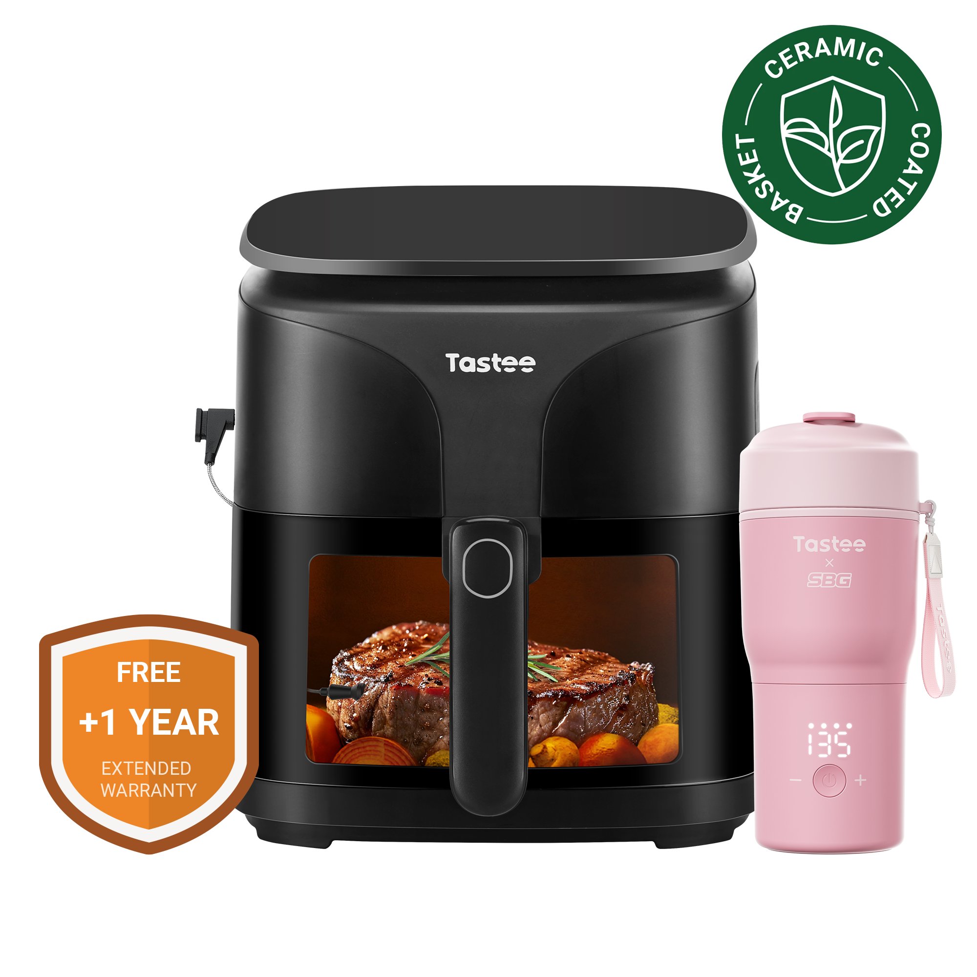 Tastee Sensor Magic Smart Air Fryer (Ceramic Coated) + Travel Coffee Mug (SBG Edition)