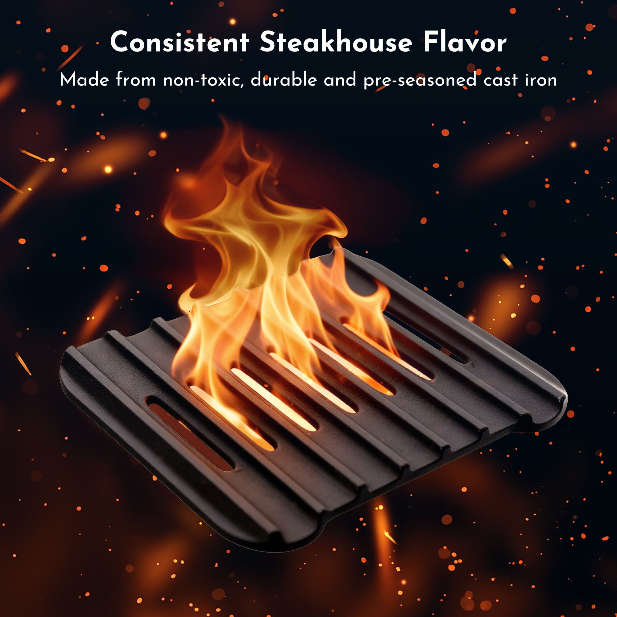 Tastee Cast Iron Grill Pan - for 4QT+ Square Air Fryers