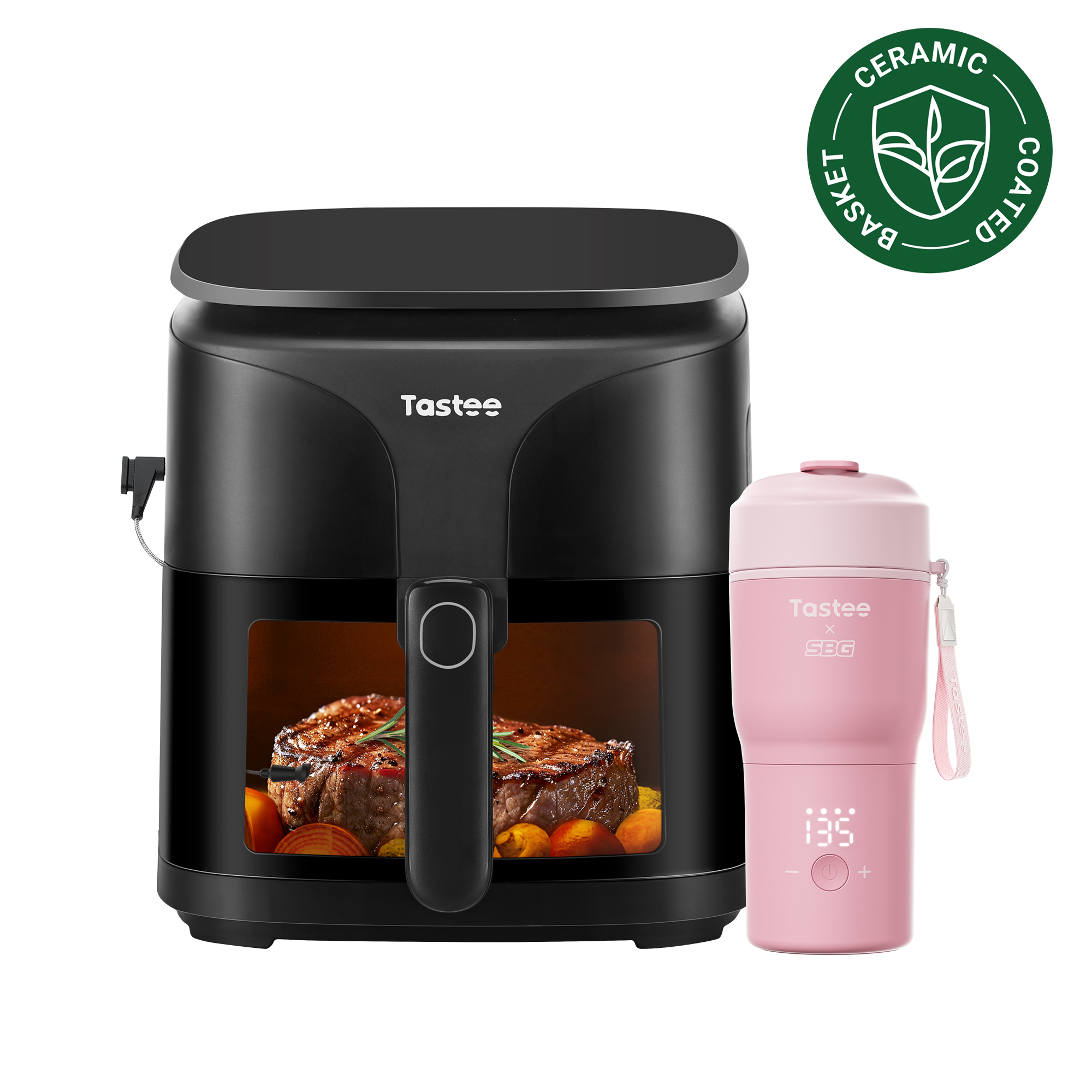 Tastee Sensor Magic Smart Air Fryer (Ceramic Coated) + Travel Coffee Mug (SBG Edition)