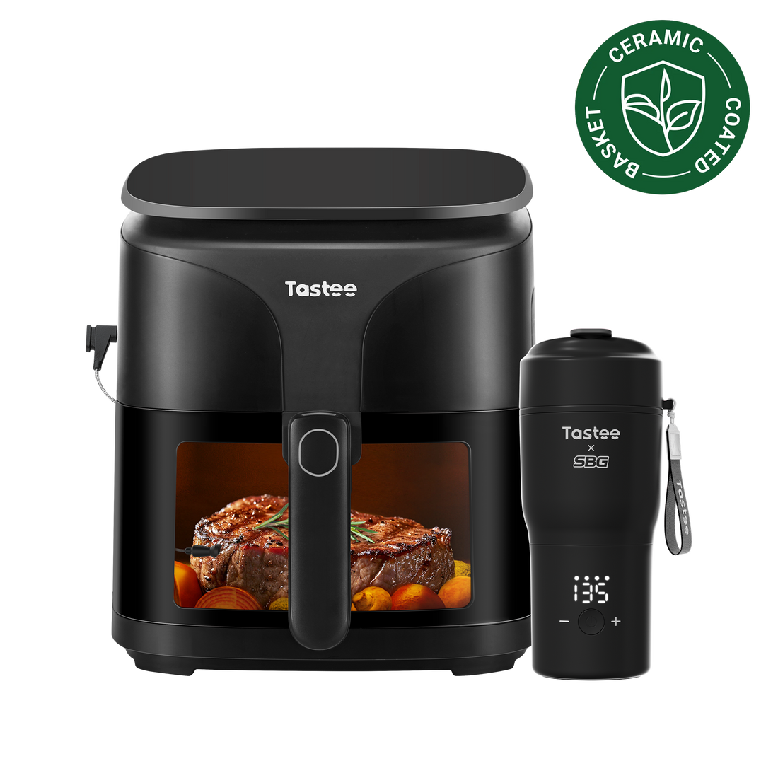 Tastee Sensor Magic Smart Air Fryer (Ceramic Coated) + Travel Coffee Mug (SBG Edition)