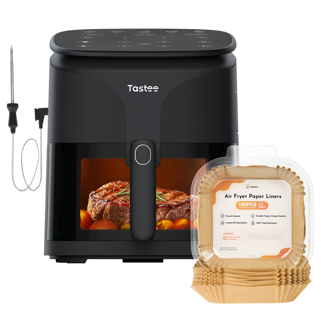 Tastee Sensor Magic Smart Air Fryer (Ceramic Coated)+Paper Liners