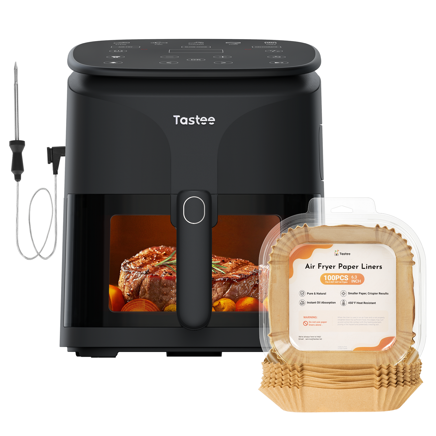 Tastee Sensor Magic Smart Air Fryer (Ceramic Coated)+Paper Liners