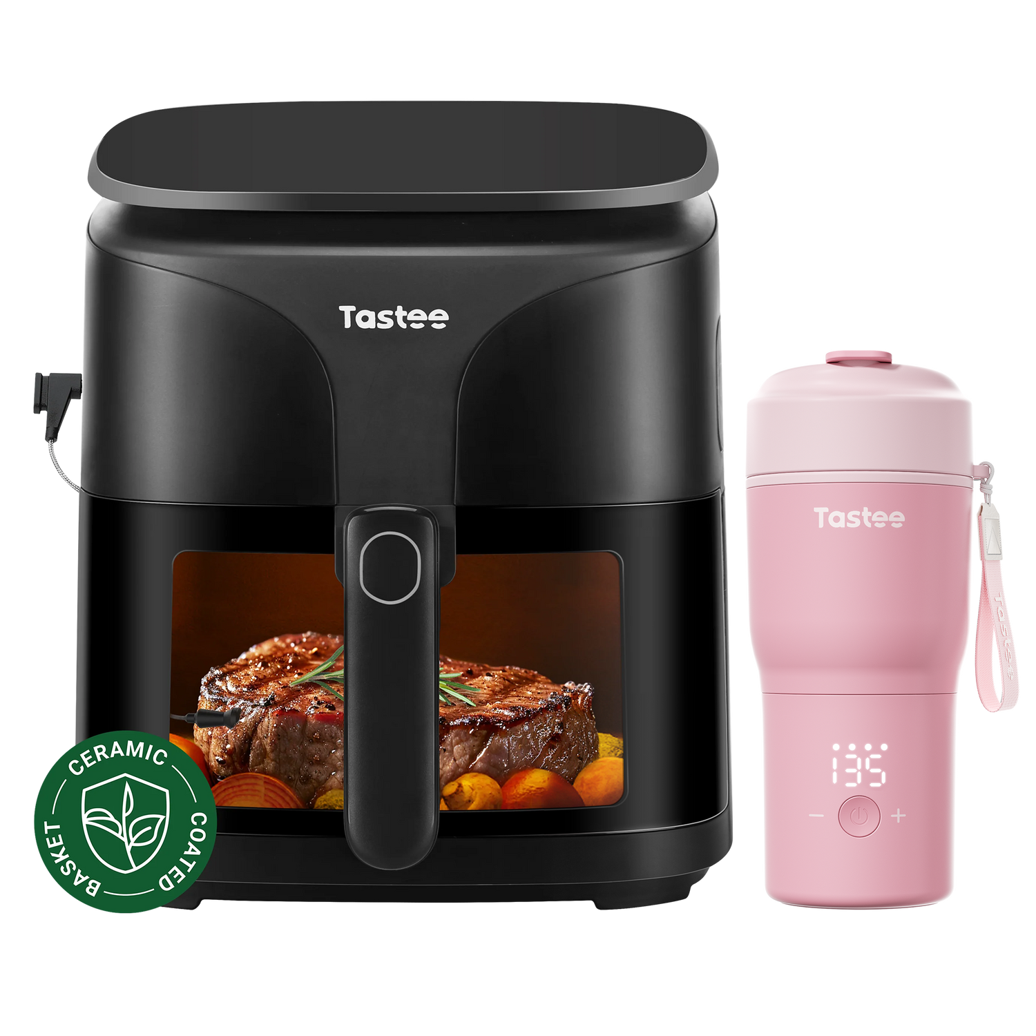 Tastee Sensor Magic Smart Air Fryer (Ceramic Coated) + Travel Coffee Mug