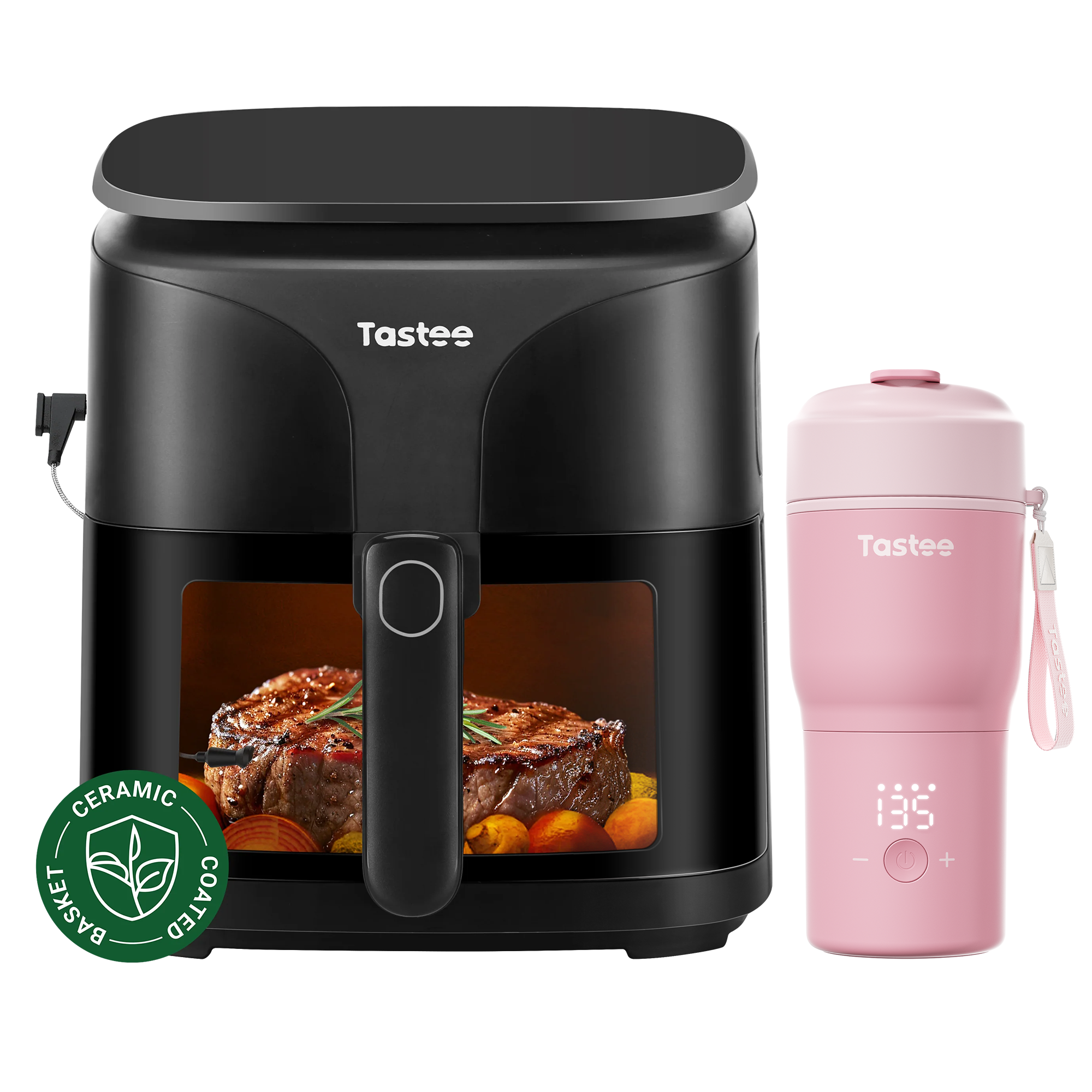 Tastee Sensor Magic Smart Air Fryer (Ceramic Coated) + Travel Coffee Mug