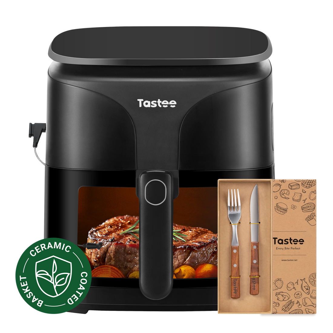 Tastee Sensor Magic Smart Air Fryer (Ceramic Coated Basket)+Cutlery Gift Set