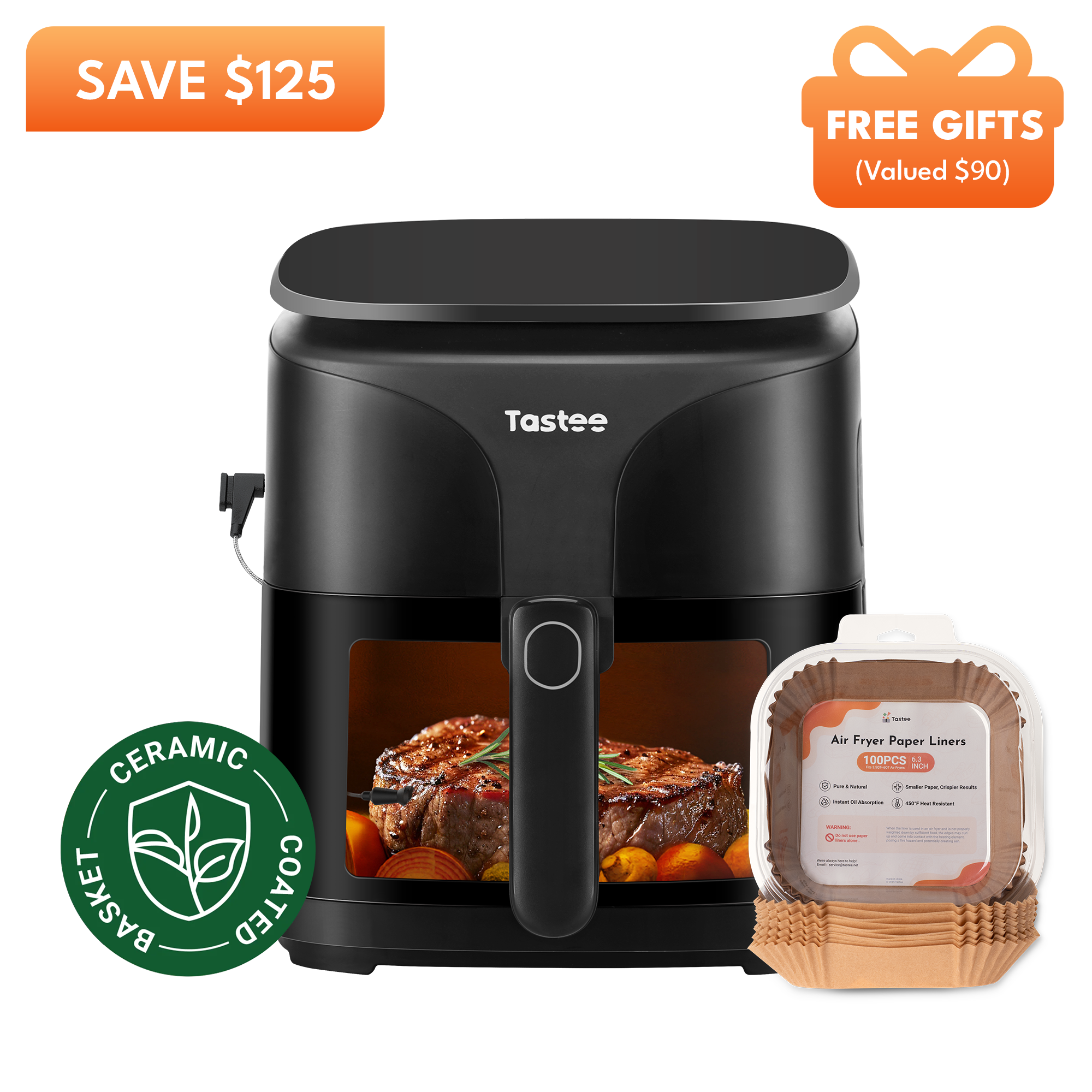 Tastee Sensor Magic Smart Air Fryer (Ceramic Coated Basket)+Paper Liners