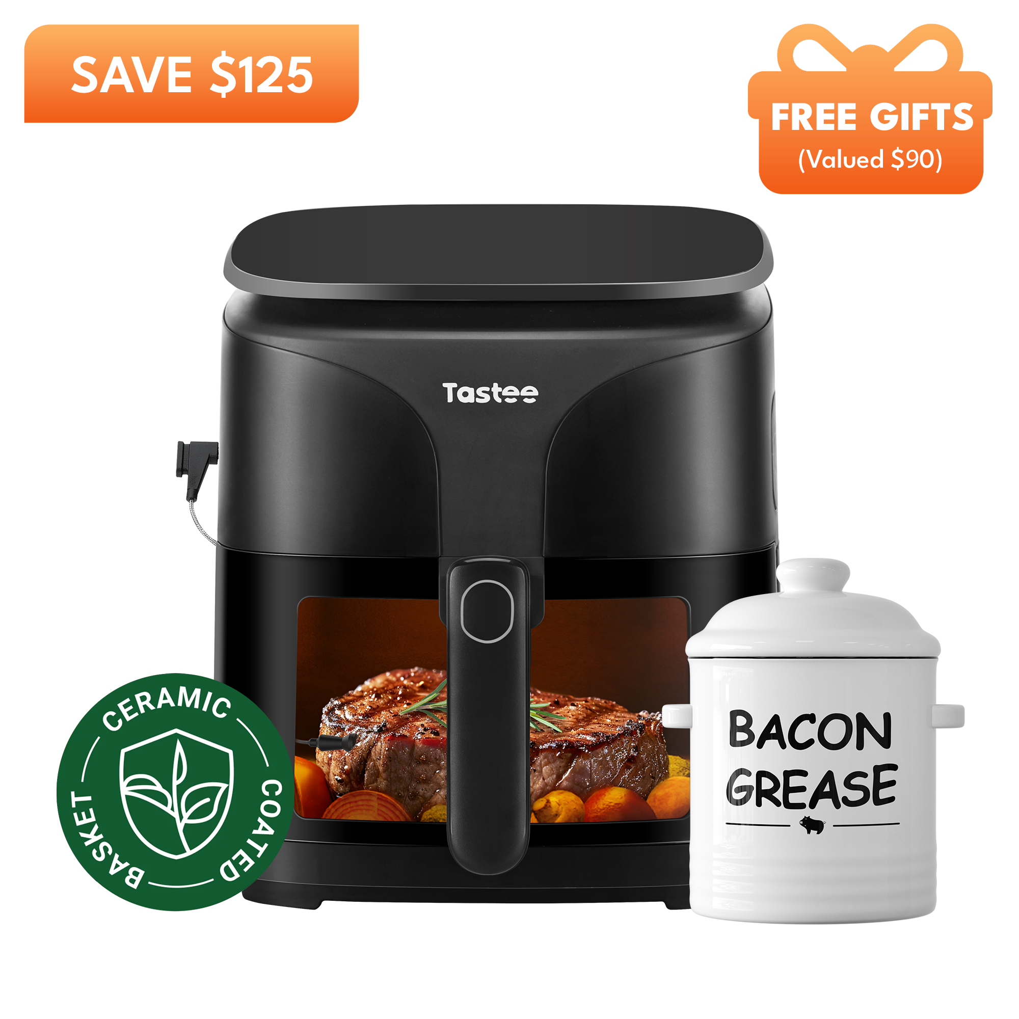 Tastee Sensor Magic Smart Air Fryer (Ceramic Coated Basket) +Ceramic Bacon Grease Container