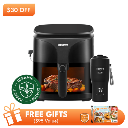 Tastee Sensor Magic Smart Air Fryer (Ceramic Coated Basket) + Travel Coffee Mug (Tastee x SBG)