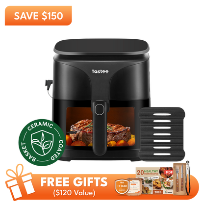 Tastee Sensor Magic Smart Air Fryer (Ceramic Coated)+Cast Iron Grill Pan
