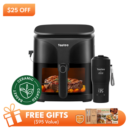 Tastee Sensor Magic Smart Air Fryer (Ceramic Coated) + Travel Coffee Mug (SBG Edition)