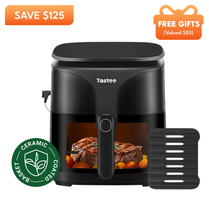 Tastee Sensor Magic Smart Air Fryer (Ceramic Coated Basket)+Cast Iron Grill Pan