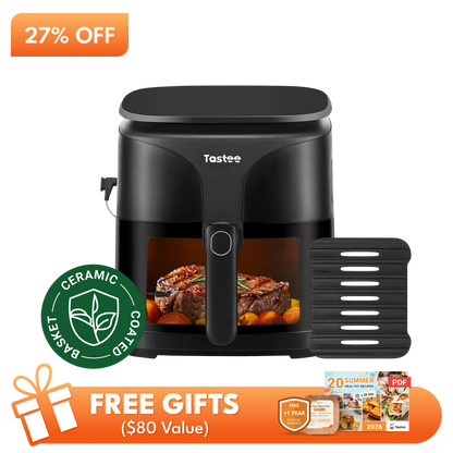 Tastee Sensor Magic Smart Air Fryer (Ceramic Coated)+Cast Iron Grill Pan