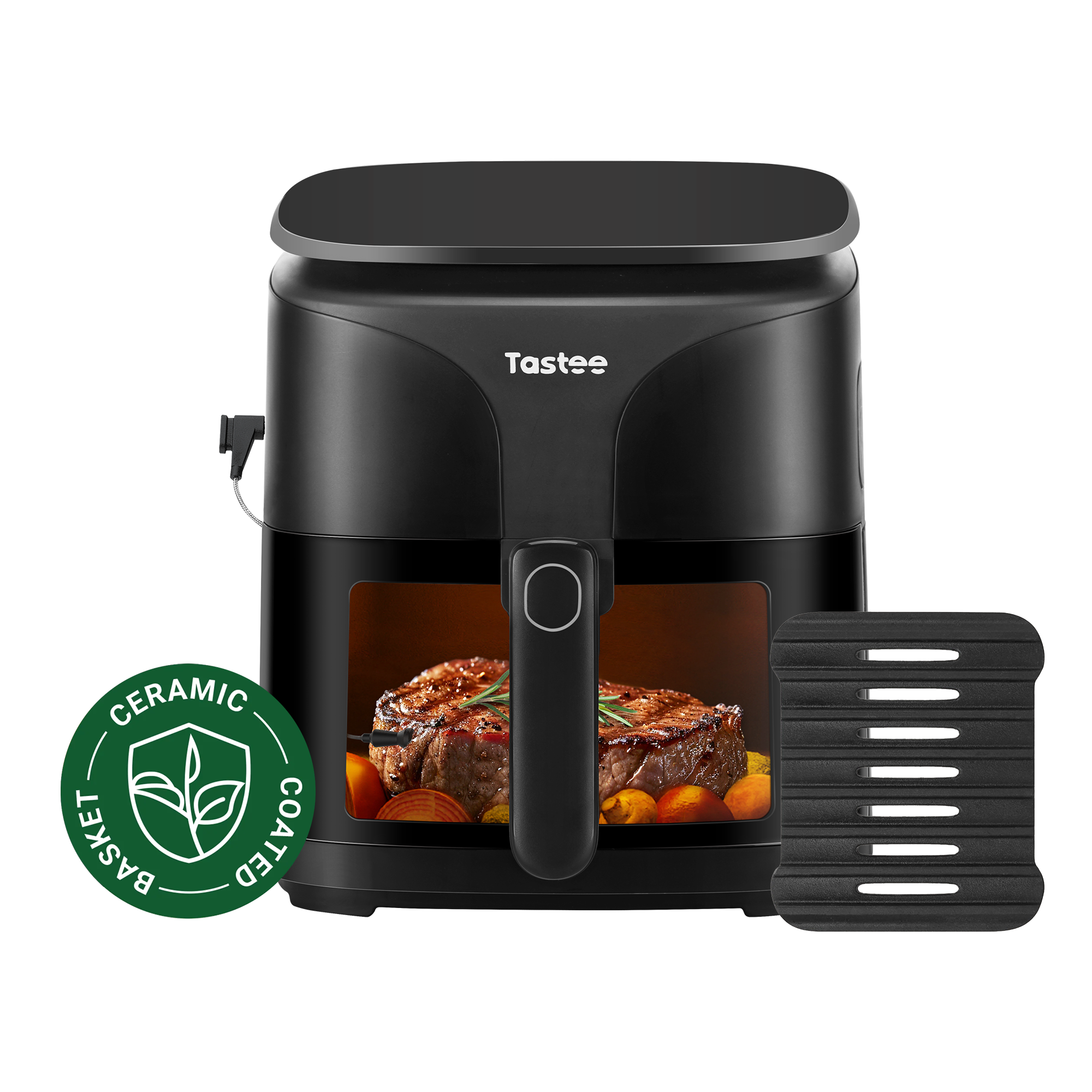 Tastee Sensor Magic Smart Air Fryer (Ceramic Coated)+Cast Iron Grill Pan