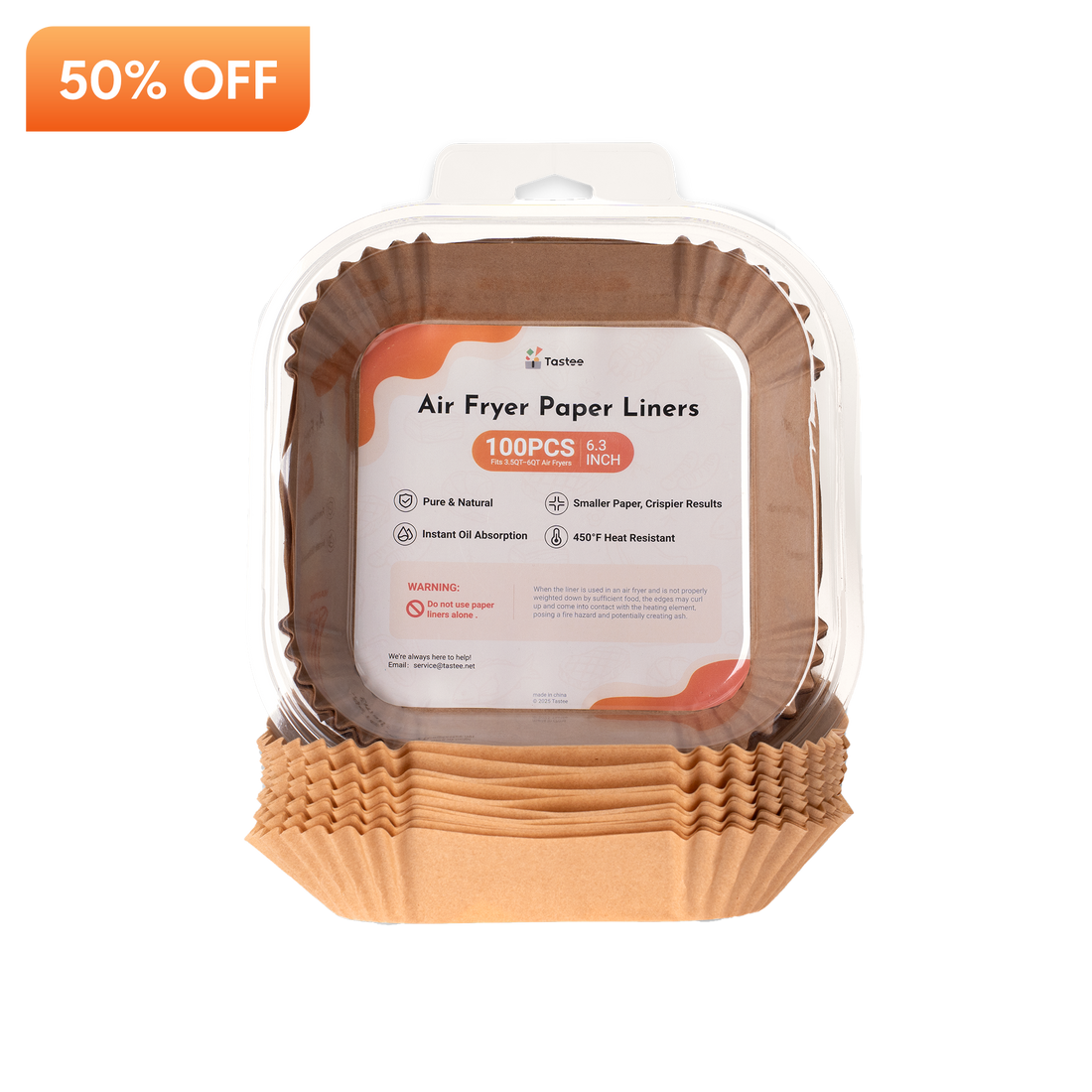 Tastee Air Fryer Paper Liners (6.3-Inch)
