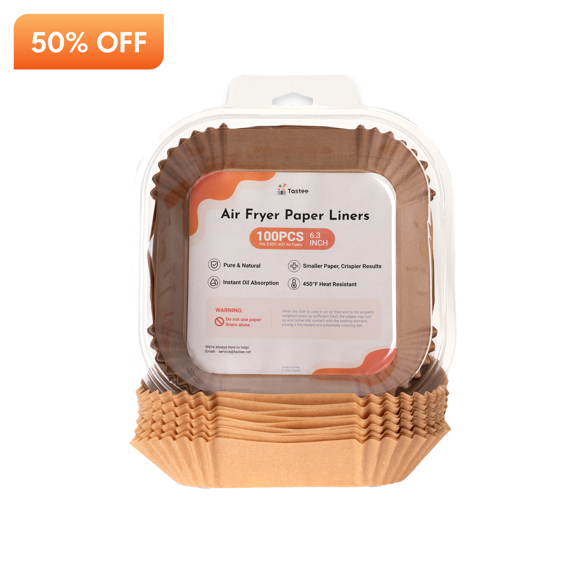 Tastee Air Fryer Paper Liners (6.3-Inch)