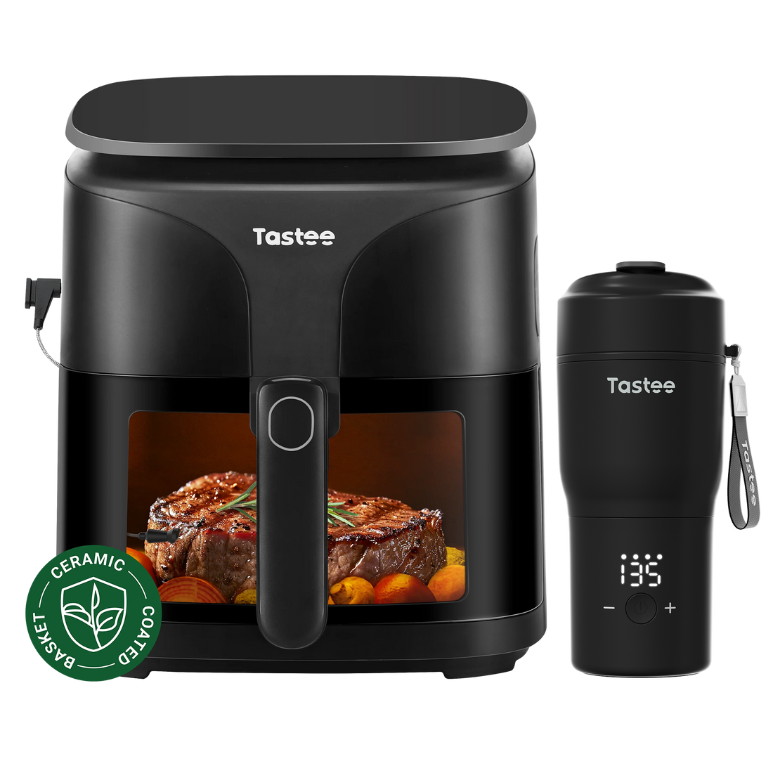 Tastee Sensor Magic Smart Air Fryer (Ceramic Coated) + Travel Coffee Mug