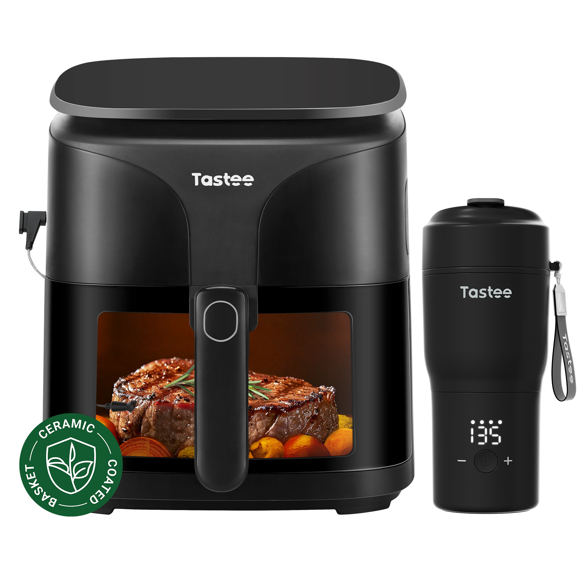 Tastee Sensor Magic Smart Air Fryer (Ceramic Coated) + Travel Coffee Mug